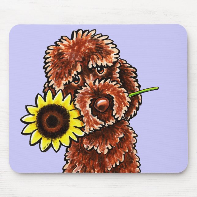 Sunny Chocolate Labradoodle off-Leash Art™ Musmatta (Framsidan)