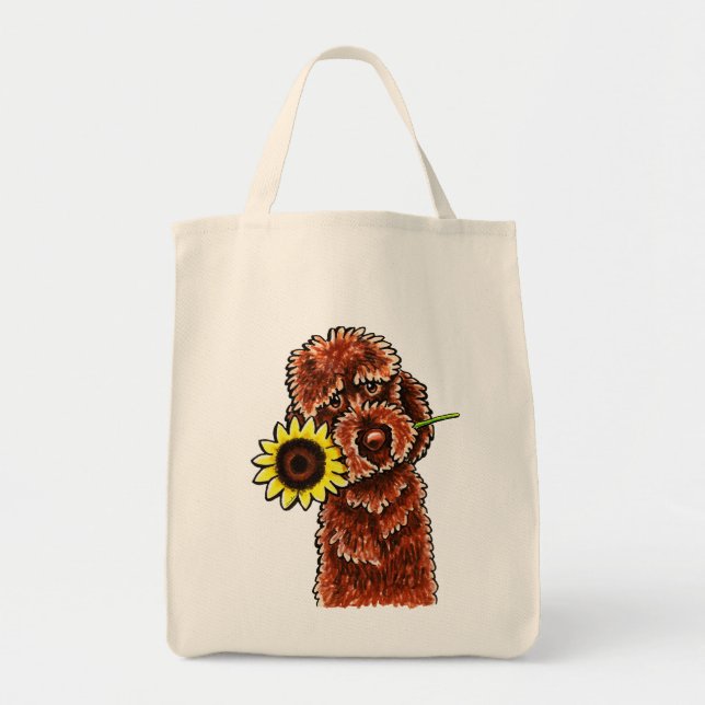 Sunny Chocolate Labradoodle off-Leash Art™ Tygkasse (Framsidan)