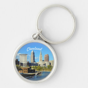 Sunny Cleveland River Skyline Rund Silverfärgad Nyckelring