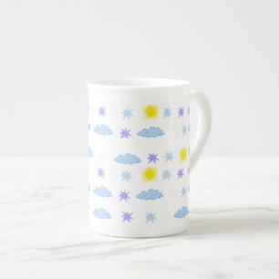 Sunny, Cloudy, Starry Weather Mönster Benporslin Mugg