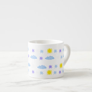 Sunny, Cloudy, Starry Weather Mönster Espressomugg