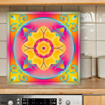 Sunny Colorful Blommigt Kitchen eller Bathroom Til