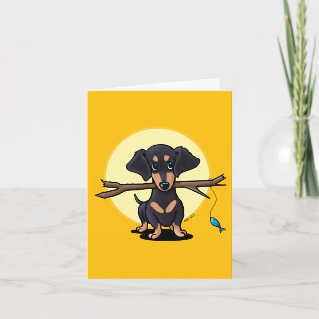 Sunny Dachshund Hund Greeting Card Tack Kort (Framsida)