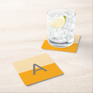 Sunny Daffodil Gult Monogram Underlägg Papper Kvadrat