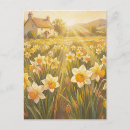 Sunny Daffodils - Pastel Painting Style Art Vykort