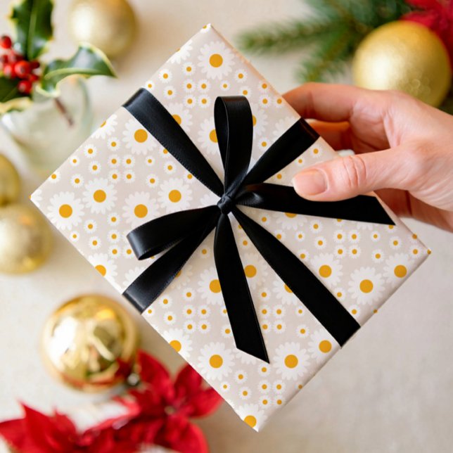 Sunny Daisy Floral Wrapping Paper Presentpapper (Skapare uppladdad)