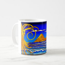 Sunny Day at the Beach Watercolor Painting Kaffemugg