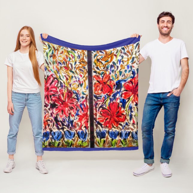 Sunny Day Blue Tulips Fleecefilt (På plats)