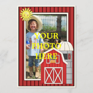 Sunny Day Red Barn - Kids Party eller Babyskor Inbjudningar