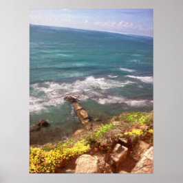 Sunny Day Sea Beach Israel Herzlia Oljemålning Poster