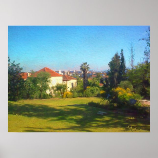 Sunny Day Yemin Moshe View Jer Isalem Israel Oil Poster (Framsidan)