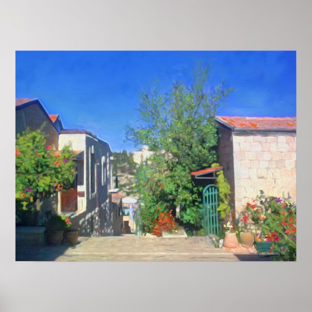 Sunny Day Yemin Moshe View Jerusalem Israel Oil Poster (Framsidan)