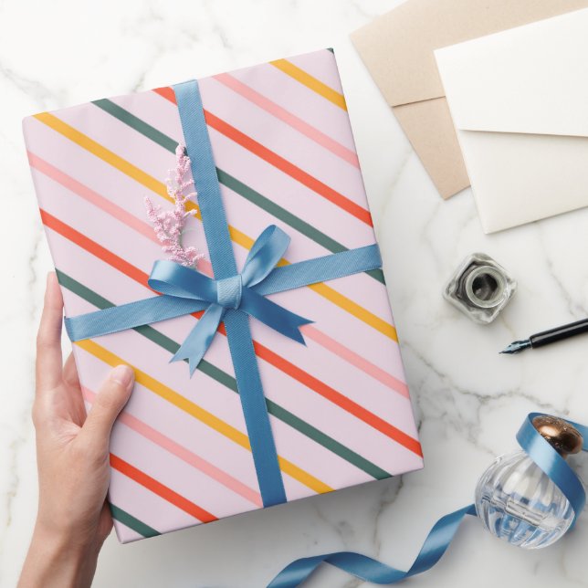 Sunny Diagonal Stripes Presentpapper (Gifting)