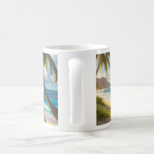 Sunny Escape-Handflatan Träd & Deckchairs av Shore Kaffemugg