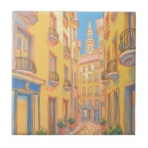 Sunny European Street Ceramic Tile - Mysigt Travel