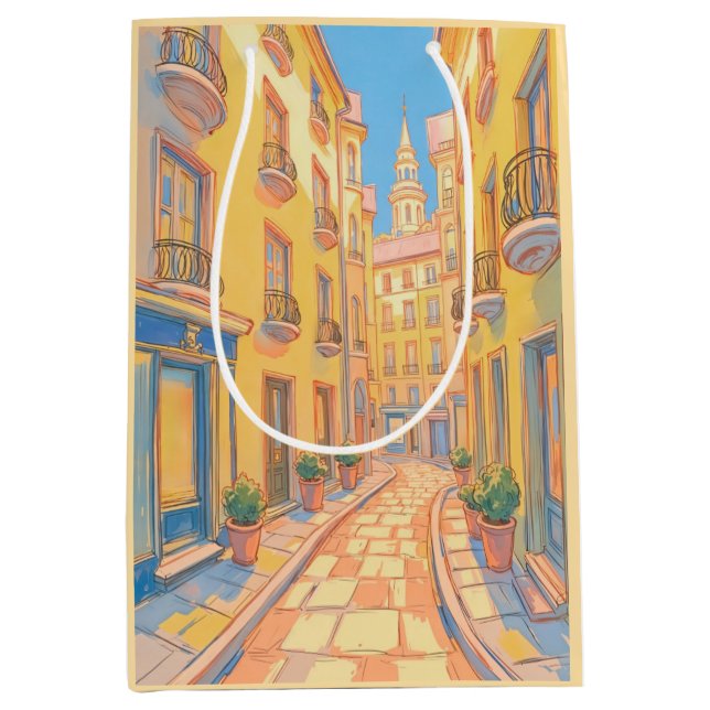 Sunny European Street Travel Art Gift Bag (Framsidan)