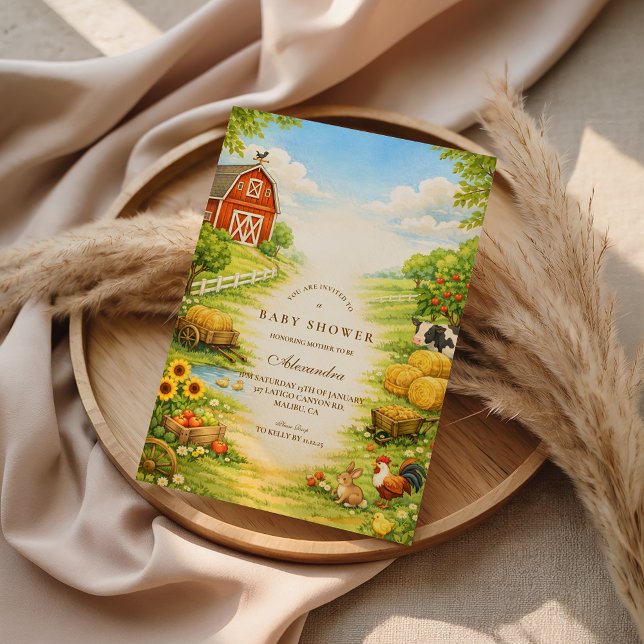 Sunny Farm Path Baby Shower Inbjudningar (Skapare uppladdad)