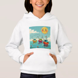 Sunny Fishing Boats – Kids’ Hoodie T Shirt