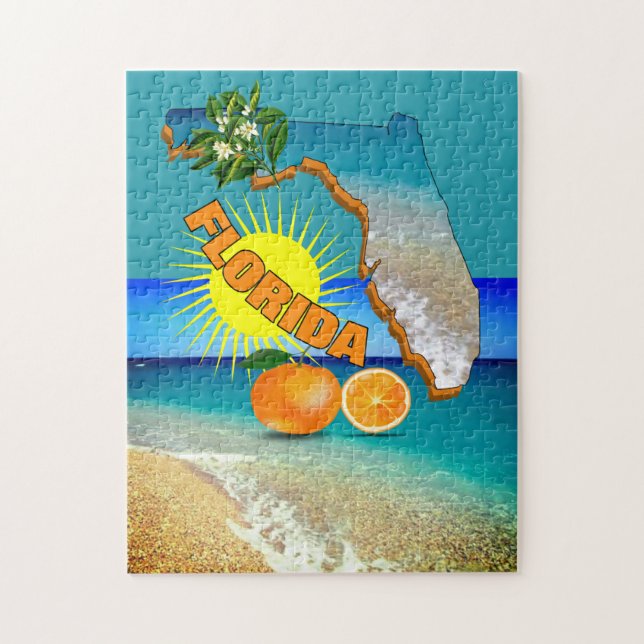 Sunny Florida Sunshine Orange Blommar Travel Pussel (Vertikal)