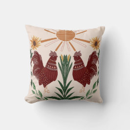 Sunny Folk Art Tupp Symmetrisk design Kudde