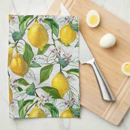 Sunny Fresh Lemons + Flowers Kökshandduk