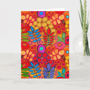 Sunny Garden Flowers - Red Gult Orange Kort
