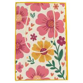 Sunny Garden: Pink Daisy & Heart Botanical Pattern
