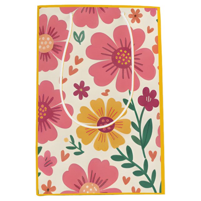 Sunny Garden: Pink Daisy & Heart Botanical Pattern (Framsidan)