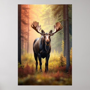 *~* Sunny Golden AP49 MOOSE Natur Forest Poster