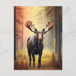 *~* Sunny Golden AP49 MOOSE Natur Forest Vykort