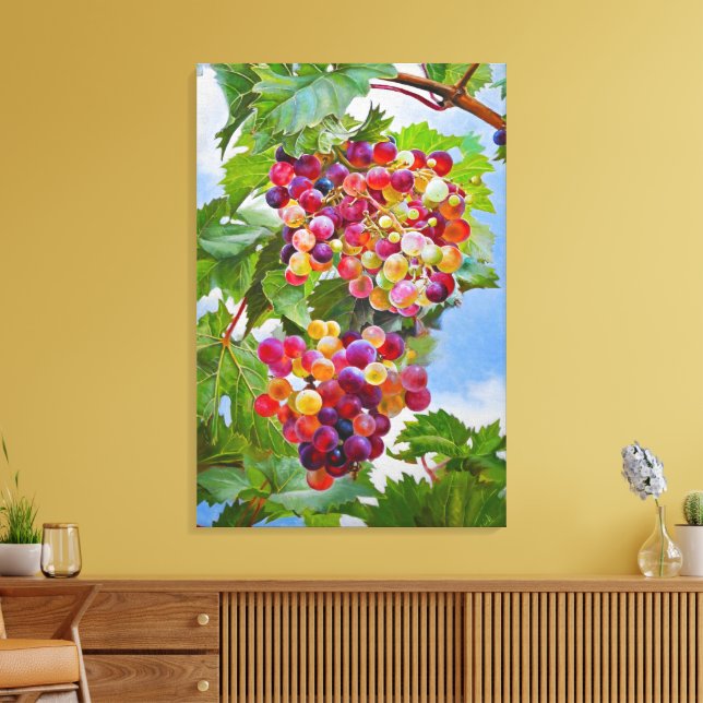 Sunny Grapevine - Colorful Graphics still Life Pai Canvastryck (Insitu (Vardagsrum))