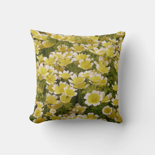 Sunny Guld White Flowers Cushion Kudde (Framsida)