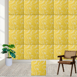 Sunny Gult Abstrakt Swirl Mönster Ceramic Tile Kakelplatta