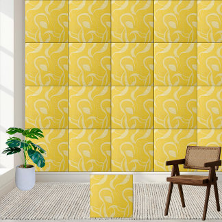 Sunny Gult Abstrakt Swirl Mönster Ceramic Tile Kakelplatta