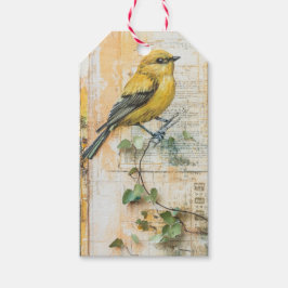 Sunny Gult Bird Junk Journal II Presentetikett