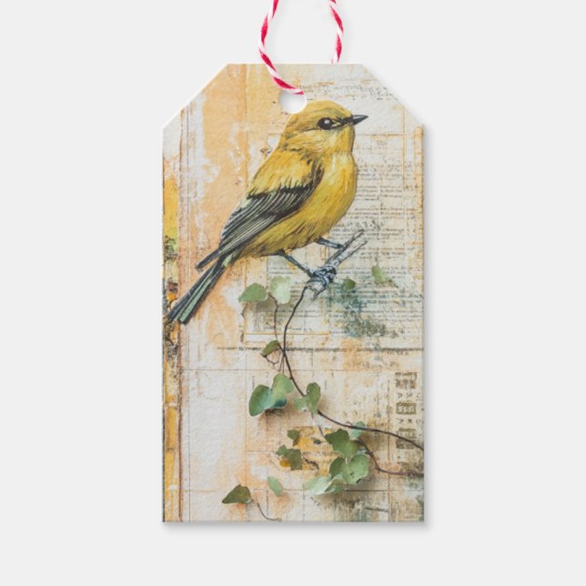 Sunny Gult Bird Junk Journal II Presentetikett (Framsidan)