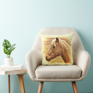 Sunny Gult Brown Horse Animal Dekorativ kudde