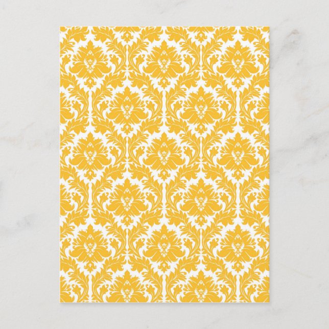 Sunny Gult Damask Vykort (Framsida)