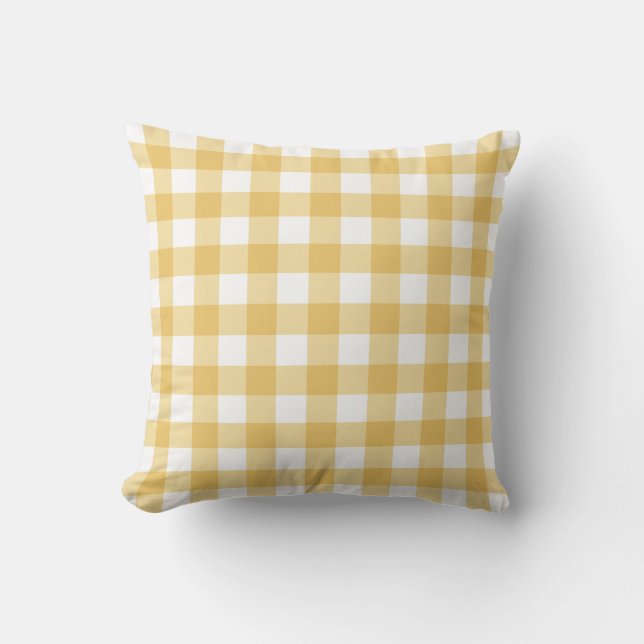 Sunny Gult Gingham Kudde (Framsida)