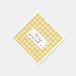 Sunny gult gingham plaid Pappersservett