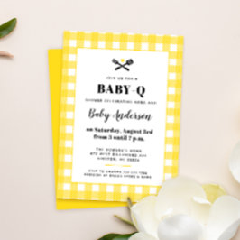 Sunny Gult Gingham Play Baby Shower BBQ Inbjudningar