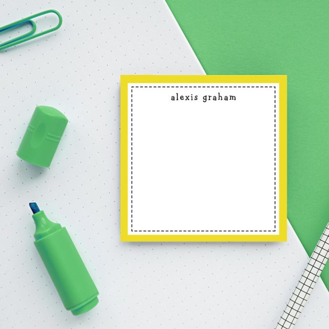 Sunny Gult Gräns Add Namn Personlig Post-it Block (Skapare uppladdad)