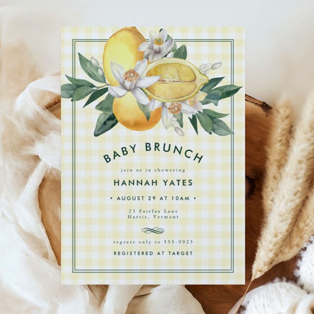 Sunny Gult Lemon Gingham Baby Shower Brunch (Skapare uppladdad)