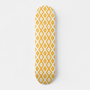 Sunny gult och vit diamant mönster mini skateboard bräda 18,5 cm
