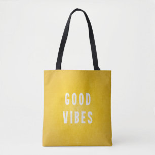 Sunny Gult och White Good Vibes Vacation/Beach Tygkasse