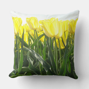 Sunny Gult Tulips Fält Dekorativ kudde