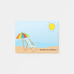 Sunny Himlar Beach-ordförande och paraplyer Post-it Block