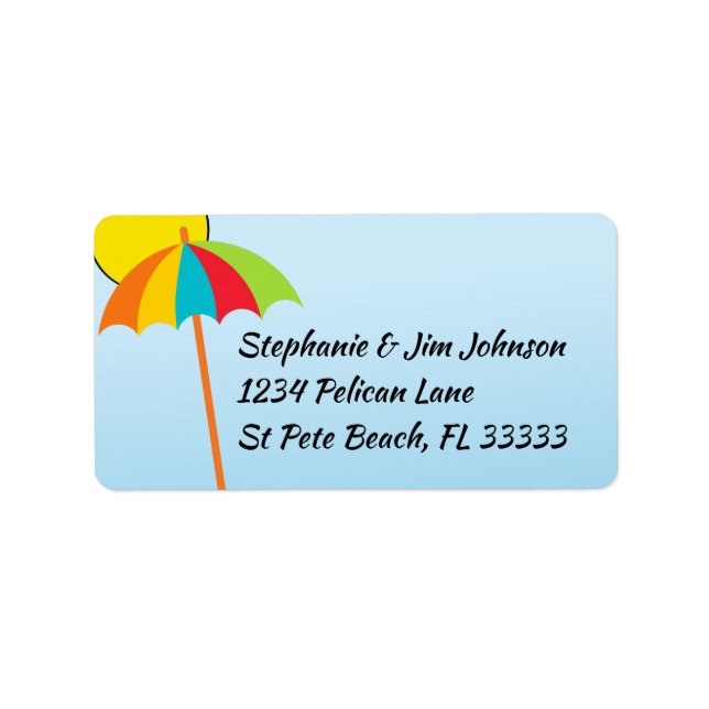 Sunny Himlar Beach Umbrella Address Label Adressetikett (Framsidan)