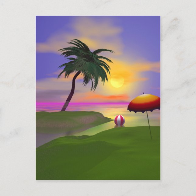 Sunny Island Beach Vacation Vykort (Framsida)