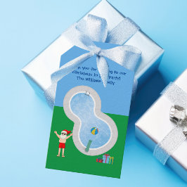 Sunny jul Jultomten Cute Anpassningsbar Bassäng Pa Presentetikett